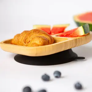 Tiny Dining - Children's Bamboo Plate Suction Cup - Black