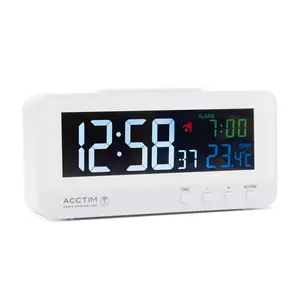 Digitally Radio Clock Alarm Tabletop Clock in Grey