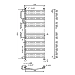 Rinse Curved Heated Towel Rail Radiator Ladder for Bathroom Kitchen Central Heating Towel Warmer Chrome 1200x500mm