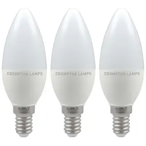 Crompton Lamps LED Candle 4.9W E14 Daylight Opal (40W Eqv) (3 Pack)