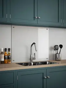 Crystal Clear Glass Kitchen Splashback (Chrome Cap) 900mm x 750mm