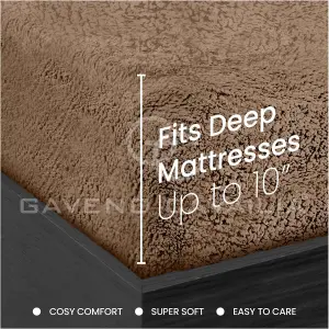 GC GAVENO CAVAILIA Teddy Bear Plain Fitted Sheet King Mink Fleece Thermal Warm Super Soft & Warm Fluffy Fitted Bed sheet