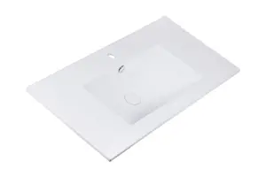 Bathroom Basin Sink 800mm 80cm White Cloakroom Ceramic Inset Single Bowl UP