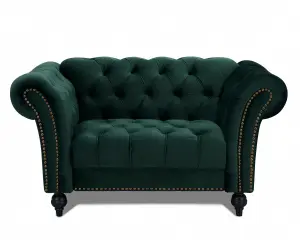 Mayfair Velvet Fabric 1.5 Seater Sofa, Green