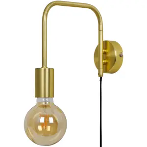 GoodHome Ghlin Industrial Gold effect Plug-in Wall light