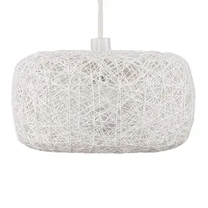 ValueLights Modern Off White Lattice Wicker Rattan Doughnut Ceiling Pendant Light Shade