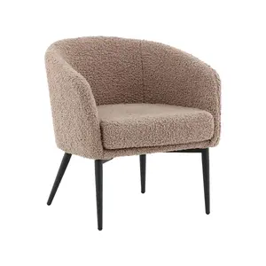 Fluffy Brown Boucle Upholstery  Armchair, Brown