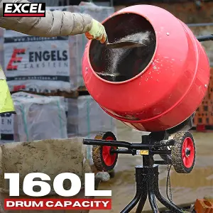 Excel 160L Portable Cement Mixer 240V/650W with Wheels