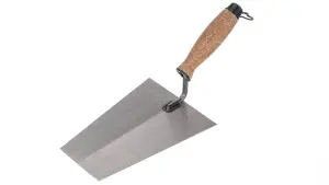 Toolty Bucket Trowel with Cork Handle 200mm Grinded Carbon Steel for Brickwork and Plastering Rendering Masonry DIY