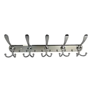 Oypla Pack of 2 Stainless Steel 15 Hook Wall Mounted Organiser Rack Coat Towel Hanger