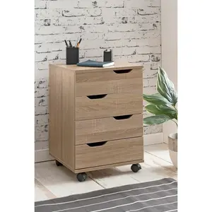 Kolya 40cm Wide 4 -Drawer Mobile File Cabinet Sonoma Oak