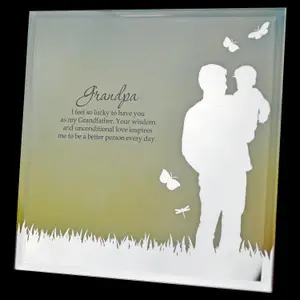 Glass Mirror Hanging Wall Plaque With Stand Reflection Box Gift Set Home Picture Message For Grandpa