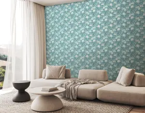 Hoopla Walls Chunky Flower Denim Smooth Matt Wallpaper