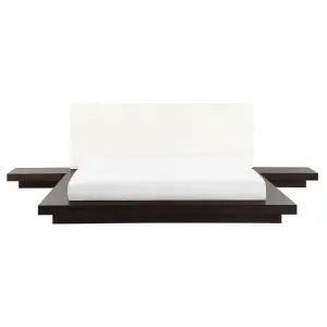 EU King Size Faux Leather Headboard Bed Dark Wood ZEN