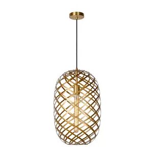 Lucide Wolfram Modern Pendant Light 32cm - 1xE27 - Matt Gold, Brass