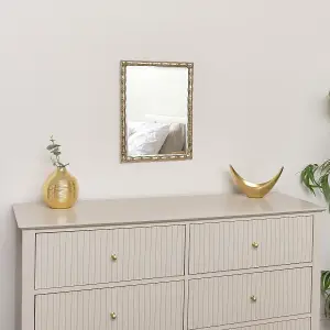 Melody Maison Gold Rectangle Bamboo Framed Wall Mirror - 43cm x 33cm