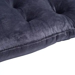 Dark Grey Chair Seat Cushion Pad with Straps in Dark Grey