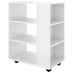 Berkfield Rolling Cabinet High Gloss White 60x35x75 cm Engineered Wood