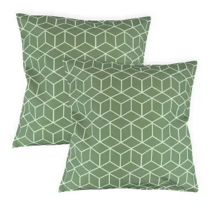 Gardenwize Pair of Outdoor Garden Sofa Chair Furniture Scatter Cushions- Green Cube