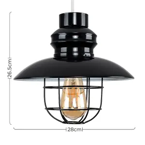 ValueLights Penglai Black Ceiling Pendant Shade and E27 Pear LED 4W Warm White 2700K Bulb