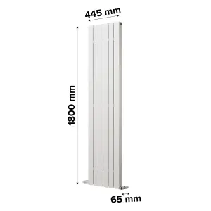 Ximax Vertirad Deluxe HWX180045W White Horizontal or vertical Designer 3081BTU Radiator, (W)445mm x (H)1800mm