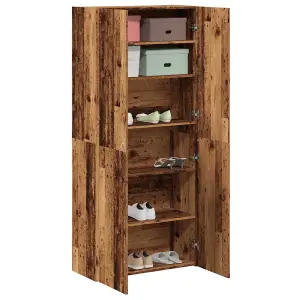 Berkfield Shoe Cabinet Old Wood 80x35.5x180 cm Engineered Wood