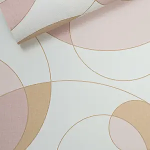 Rasch Retro Circle Pattern Pink Orange Gold White Wallpaper