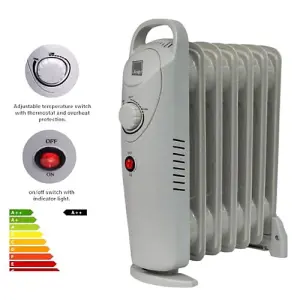 KNIGHT 9 Fins 1000W Oil-Filled Radiator Heater White Colour with Thermostat, Overheat Protection, Power Switch, for indoor use