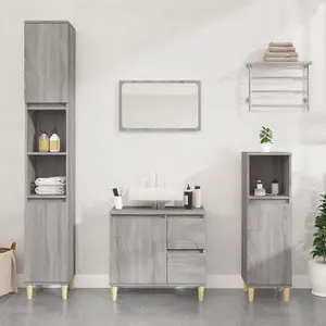 Berkfield Bathroom Cabinet Grey Sonoma 30x30x190 cm Engineered Wood