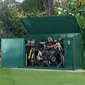 Access 8 ft. W x 3 ft. D Pent Metal Bike Shed Green