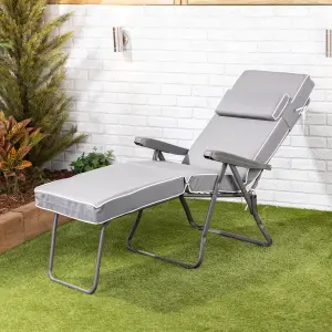 Alfresia Garden Sun Lounger - Charcoal Frame with Grey Luxury Cushion