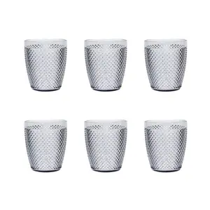 Diamond 400ml Drinking Glass Set (Set of 6) Silver