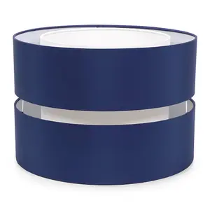 ValueLights Sophia Large Easy Fit Ceiling Light Shade 2 Tier Pendant Drum Lampshade - Navy Blue