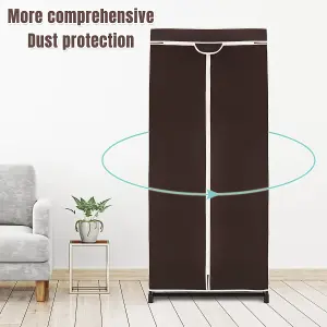 Costway Single Fabric Wardrobe Folding Clothes Closet with Hanging Rail & Zippers