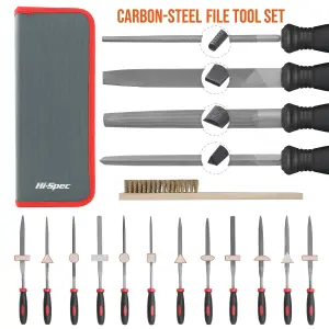 Hi-Spec 17pc Steel Metal Hand File & Needle File Tool Kit Set. Flat, Round & Triangle Files for DIY, Crafts & Wood Work