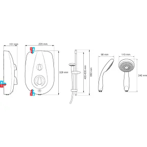 Mira Go Gloss White Manual Electric Shower, 9.5kW