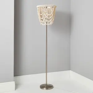 Litecraft Pilli Natural 1 Light Beaded Floor Lamp