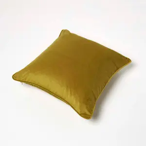 Homescapes Gold Filled Velvet Cushion with Piped Edge 46 x 46 cm