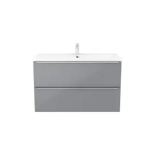 GoodHome Imandra Grey Wall-mounted Vanity unit & basin set - Includes Nira basin (W)1004mm