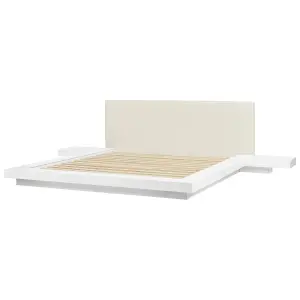 EU Super King Size Faux Leather Headboard Bed White ZEN