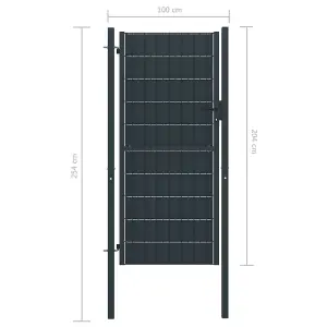 Berkfield Fence Gate PVC and Steel 100x204 cm Anthracite