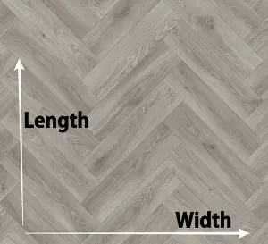 Apollo Wild Grey Oak Herringbone Parquet Vinyl Floor 3m x 2m