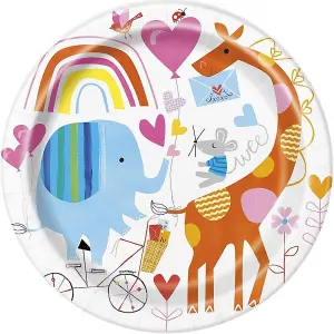 Unique Party Zoo Baby Shower Party Plates (Pack of 8) Multicoloured (One Size)