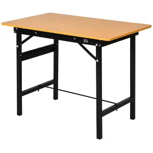 HOMCOM Heavy Duty DIY Metal Garage Workbench Storage Drawer Table Wood Surface