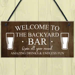 Red Ocean Backyard Bar Sign Hanging Wall Plaque Vintage Man Cave Shed Sign Gift