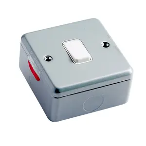 MK 10A Grey Single 2 way Metal-clad switch with White inserts