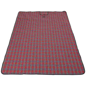 Red Portable Scottish Plaid Picnic Blanket