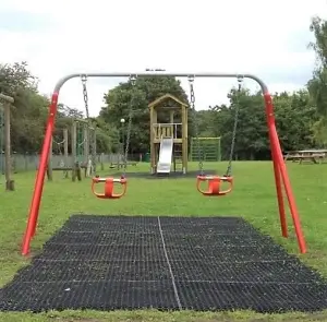 Playground Rubber Safety Grass Mat - 1.2m x 0.8m - For Childrens Swings, Slides, Trampolines