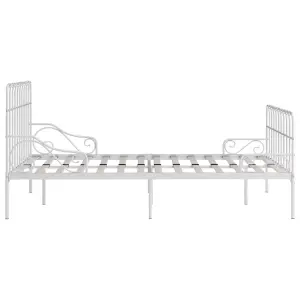 Berkfield Bed Frame with Slatted Base White Metal 140x200 cm