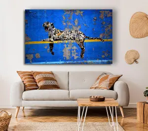 Blue Leopard Canvas Print Wall Art - Medium 20 x 32 Inches